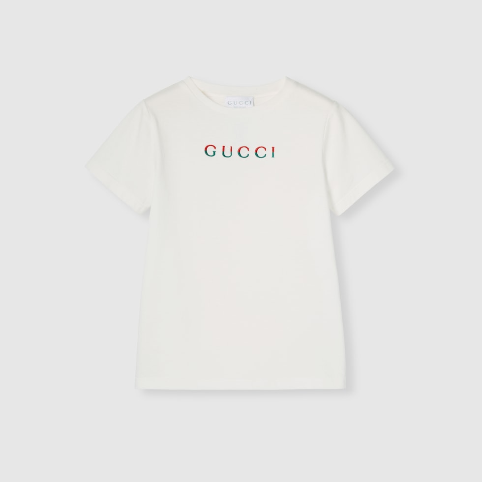 Children's T-shirt with embroidery in white | GUCCI® US