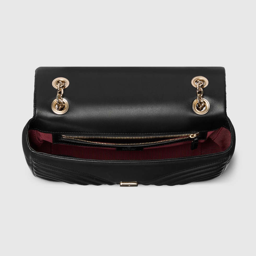 MARMONT SHOULDER BAG 26 IN BLUE DENIM WITH DOUBLE G CRYSTAL PATTERN GOLD HARDWARE