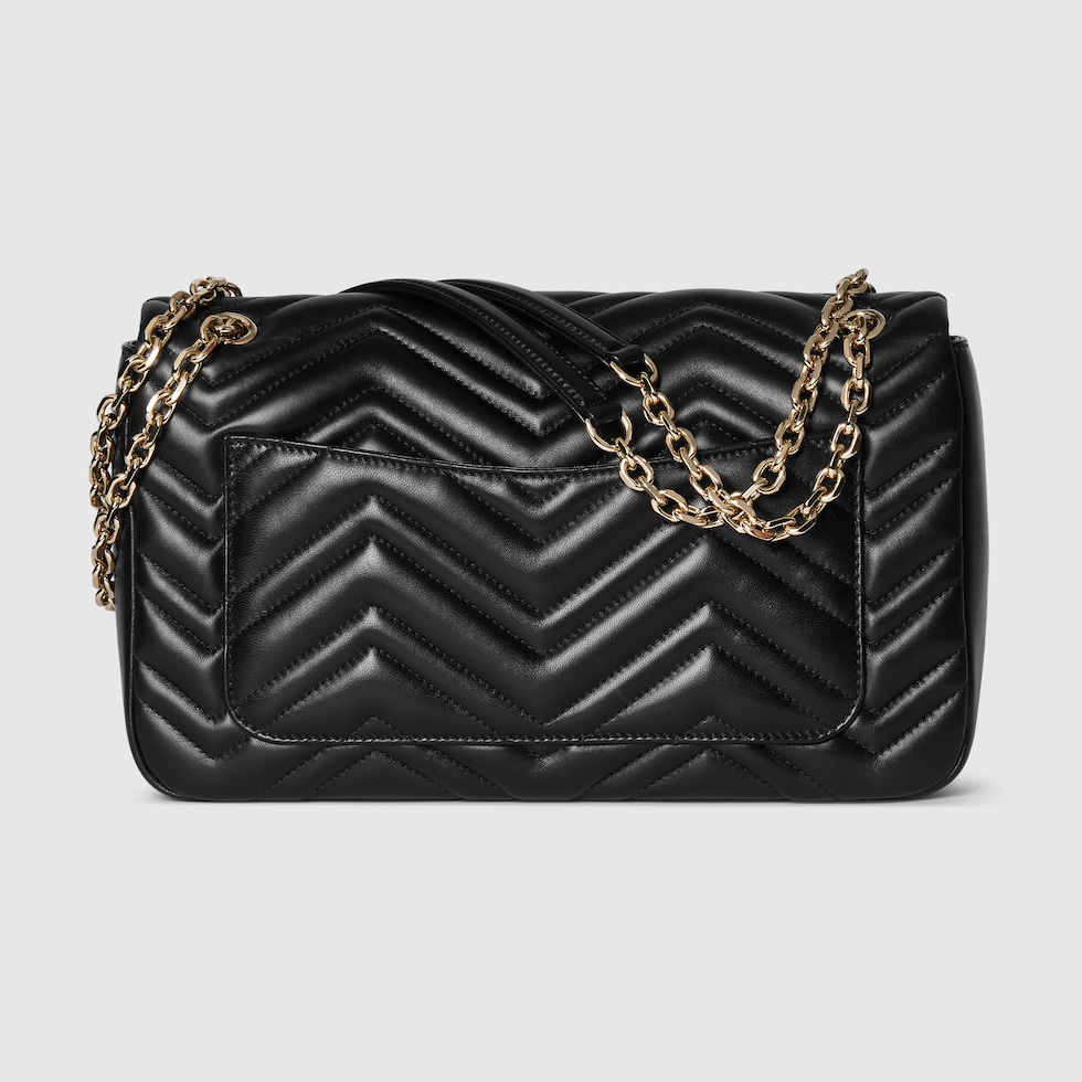 GG Marmont large shoulder bag in black leather | GUCCI® US