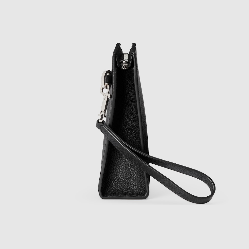 GUCCI ロゴ スモール ポーチ ・ブラック レザー | GUCCI公式