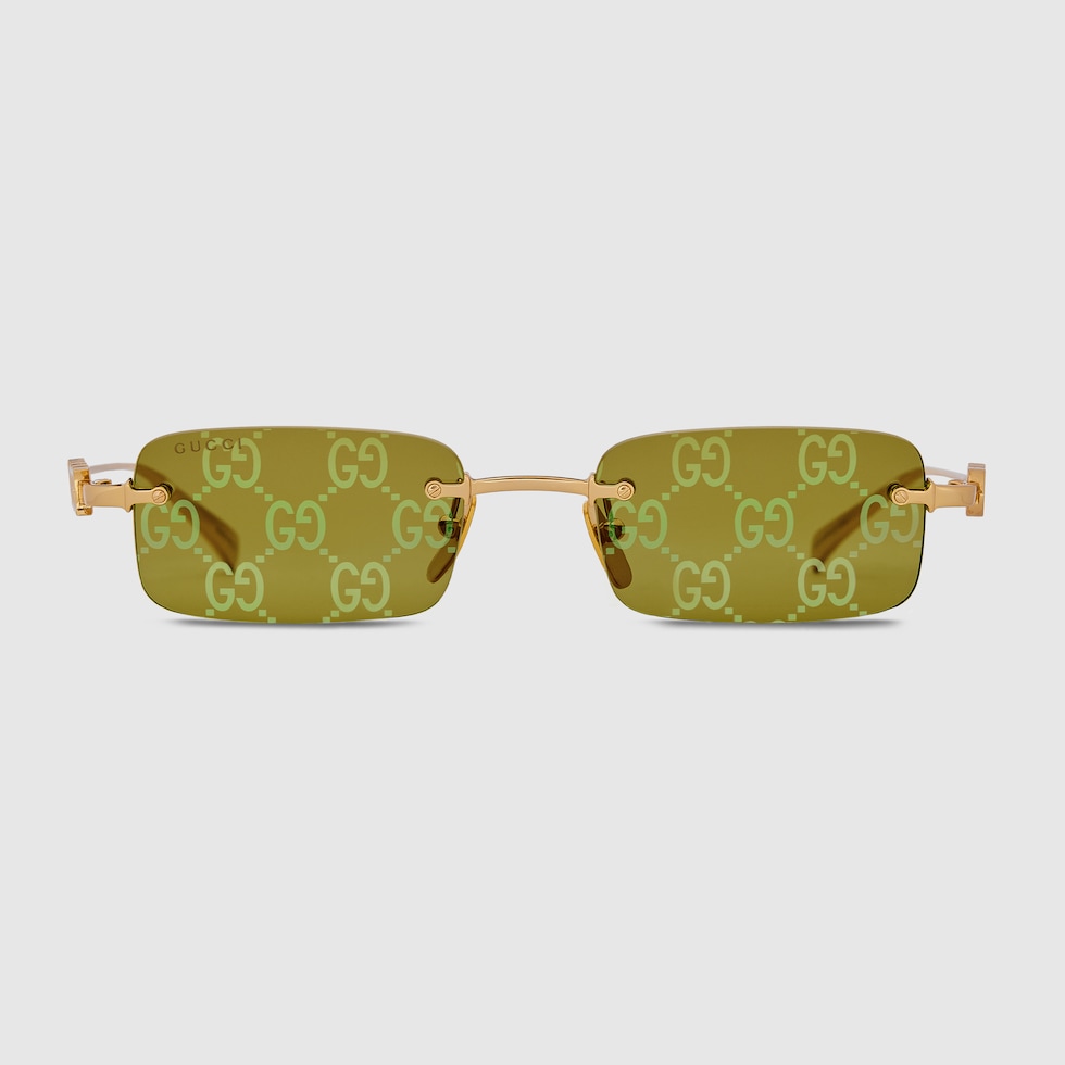 Rimless sqaure-frame gold-tone and acetate sunglasses