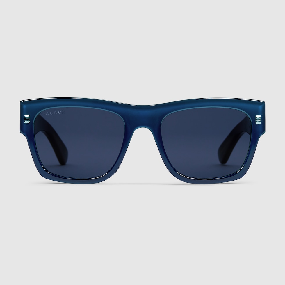 Square frame sunglasses in dark blue | GUCCI® US