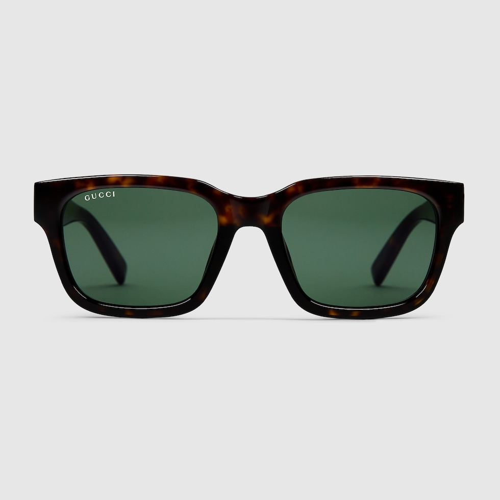 Low nose bridge fit rectangular sunglasses in dark brown
