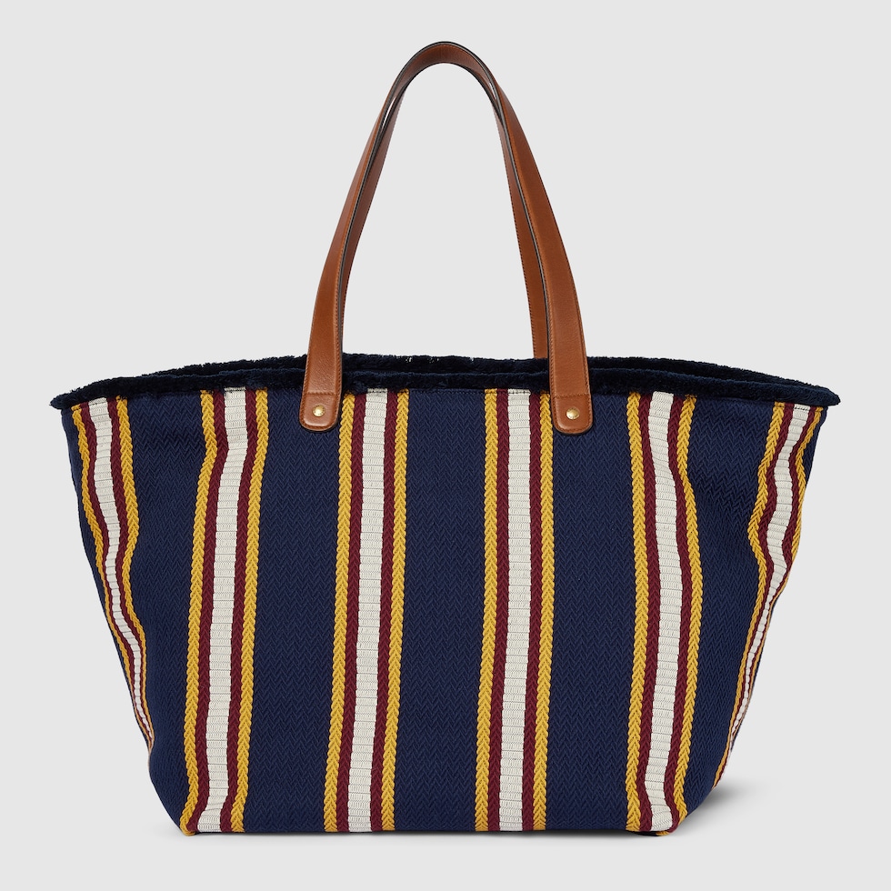 グッチ   Tote Bags トートバッグ Embroidered large canvas tote bag in green and multicolor