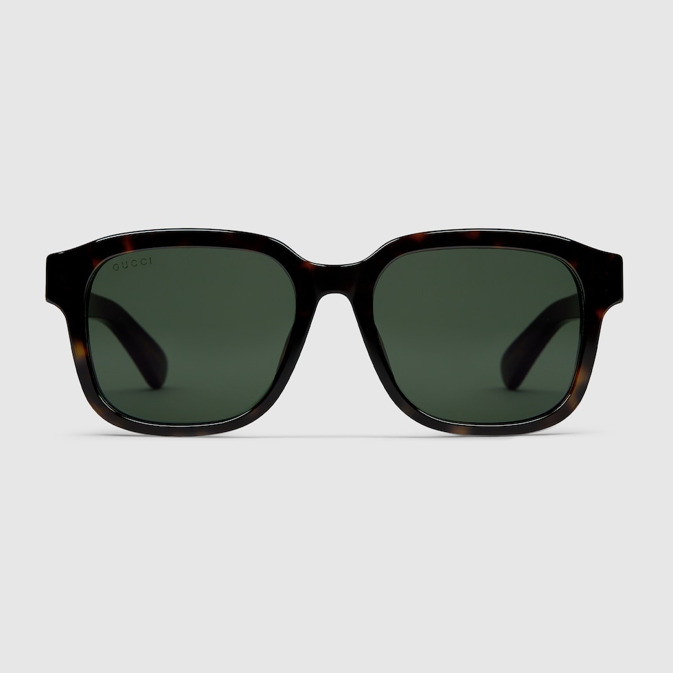 Low nose bridge fit square sunglasses in dark tortoiseshell
