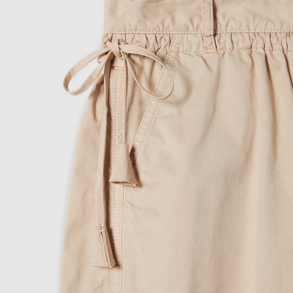 Cotton twill pants with tie sides in dusty pink | GUCCI® US