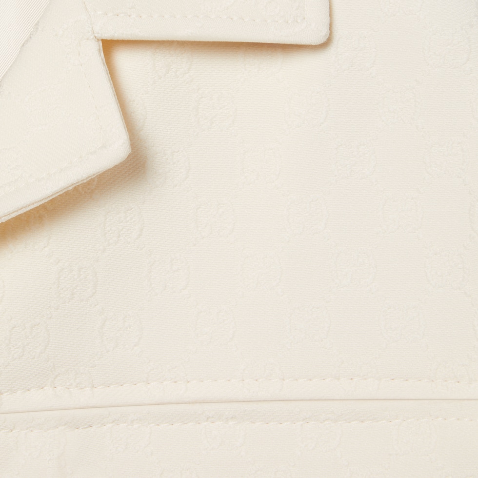 GG wool silk crêpe jacquard jacket in off white | GUCCI® US