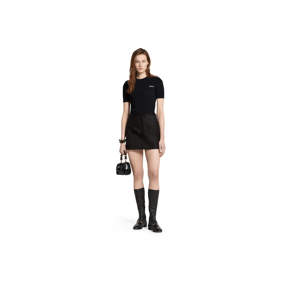 Rib fabric top with intarsia in black | GUCCI® US