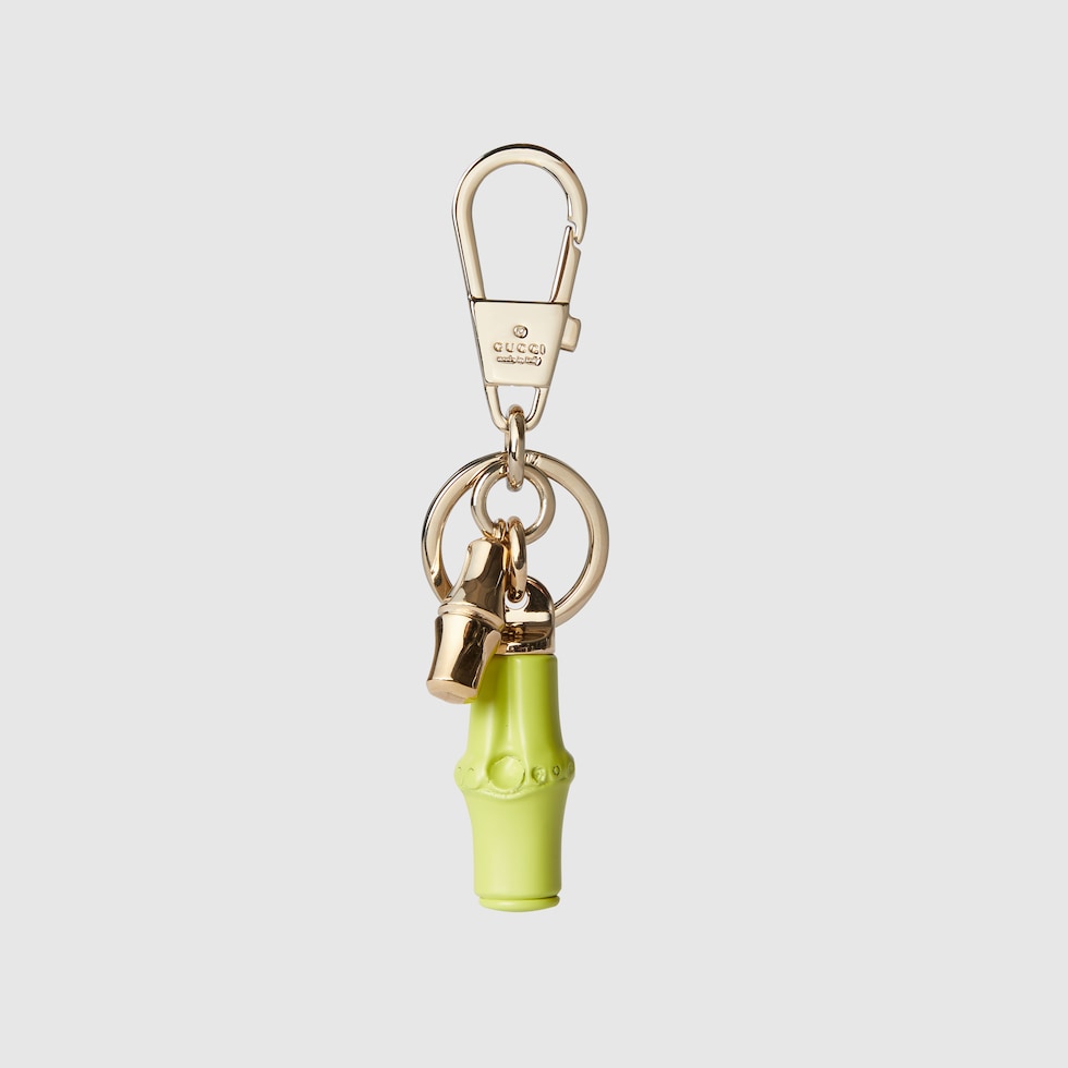 Keychain with bamboo details in bright green varnish | GUCCI® US