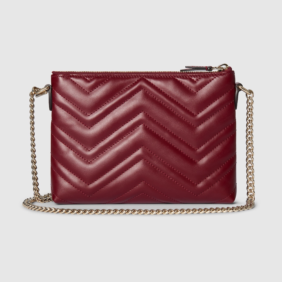 GG Marmont pochette with chain in Rosso Ancora red leather