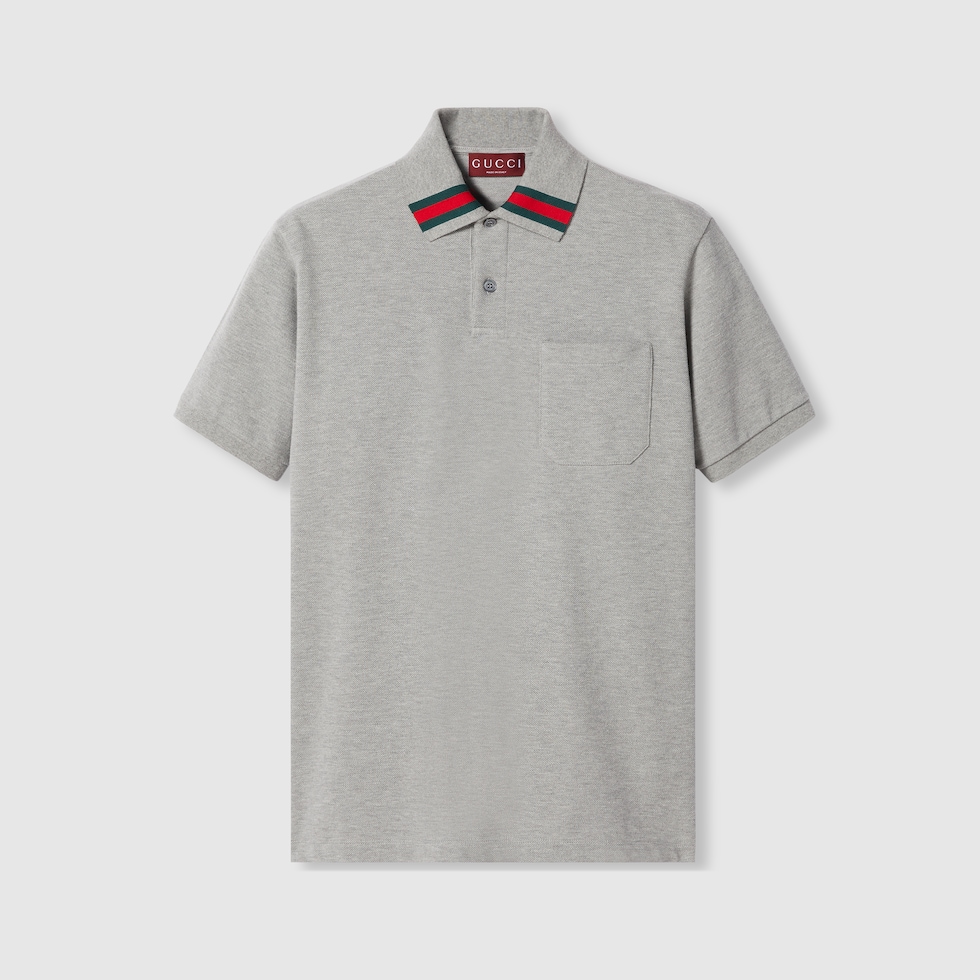 Gucci Cotton Polo Shirt With GG Embroidery 'Dark blue