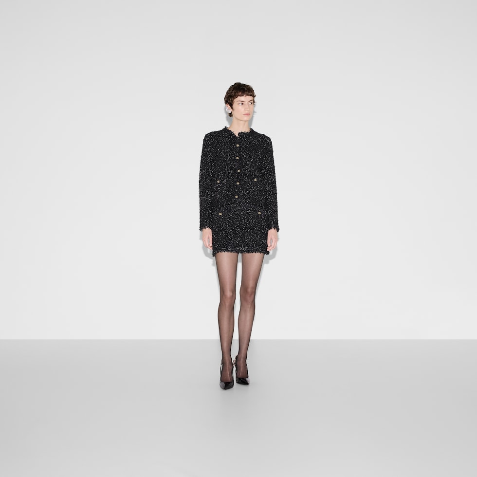 Lamé woven cardigan in black | GUCCI® US