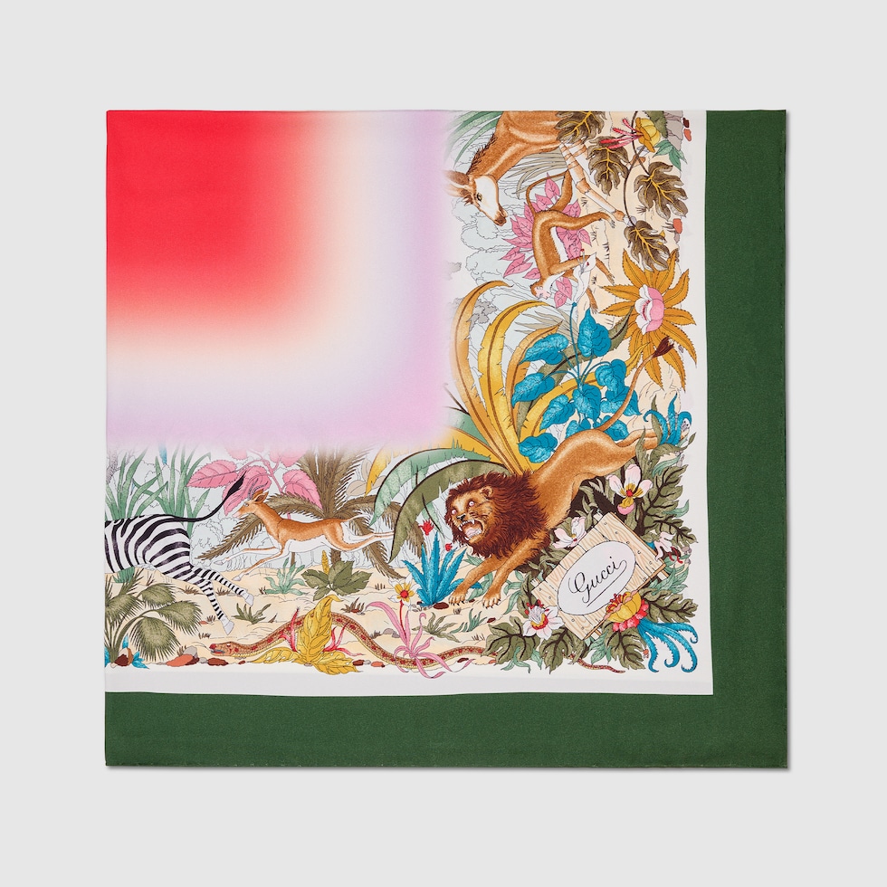 GUCCI 国内買付 90 x 90 プロジェクト プリント シルクスカーフ 90 x 90 プロジェクト プリント シルクスカーフマルチカラー