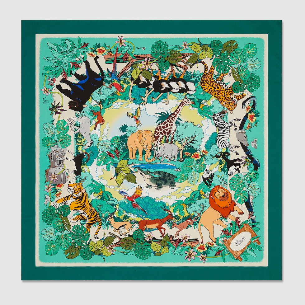 GUCCI 国内買付 90 x 90 プロジェクト プリント シルクスカーフ 90 x 90 プロジェクト プリント シルクスカーフマルチカラー