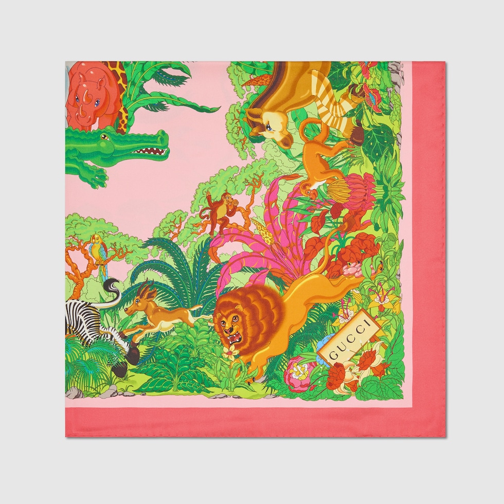 GUCCI スカーフ 90×90 90 x 90 project printed silk carré in multicolor | GUCCI® US