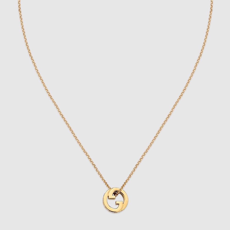 【GUCCI】グッチ ブロンディ クリスタル ペンダント ネックレス Gucci Blondie crystal pendant necklace in light gold-toned