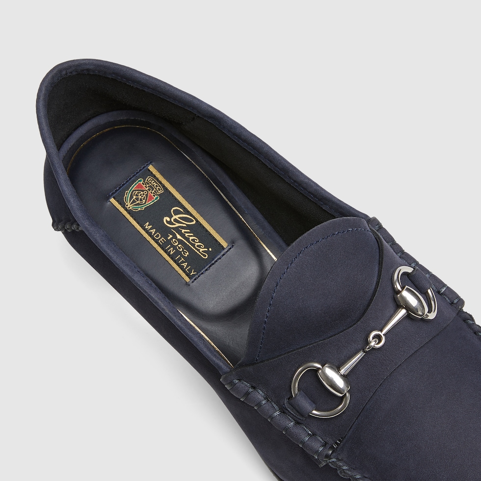 Mocassino Gigi uomo in pelle scamosciata blu scuro | GUCCI® IT