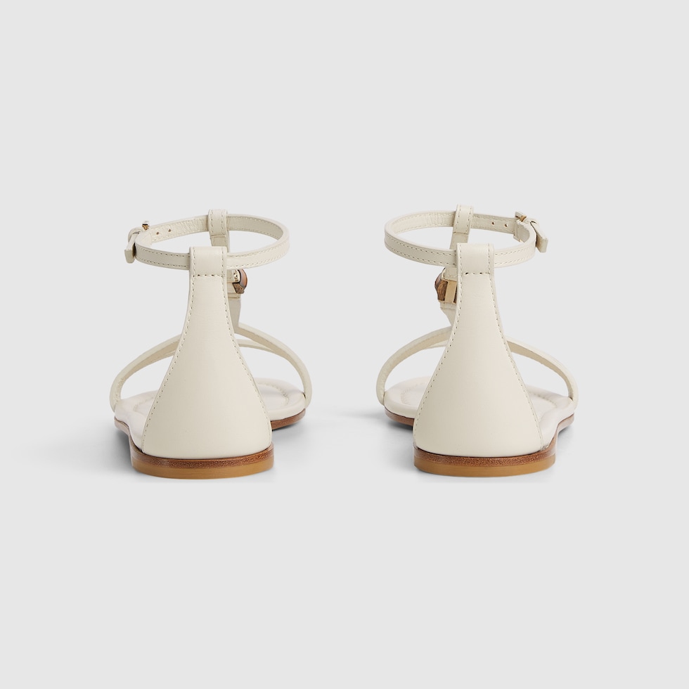 サンダル・ミュール GUCCI SANDAL (832417US000 9022) Women's sandal with bamboo detail in white leather | GUCCI® US
