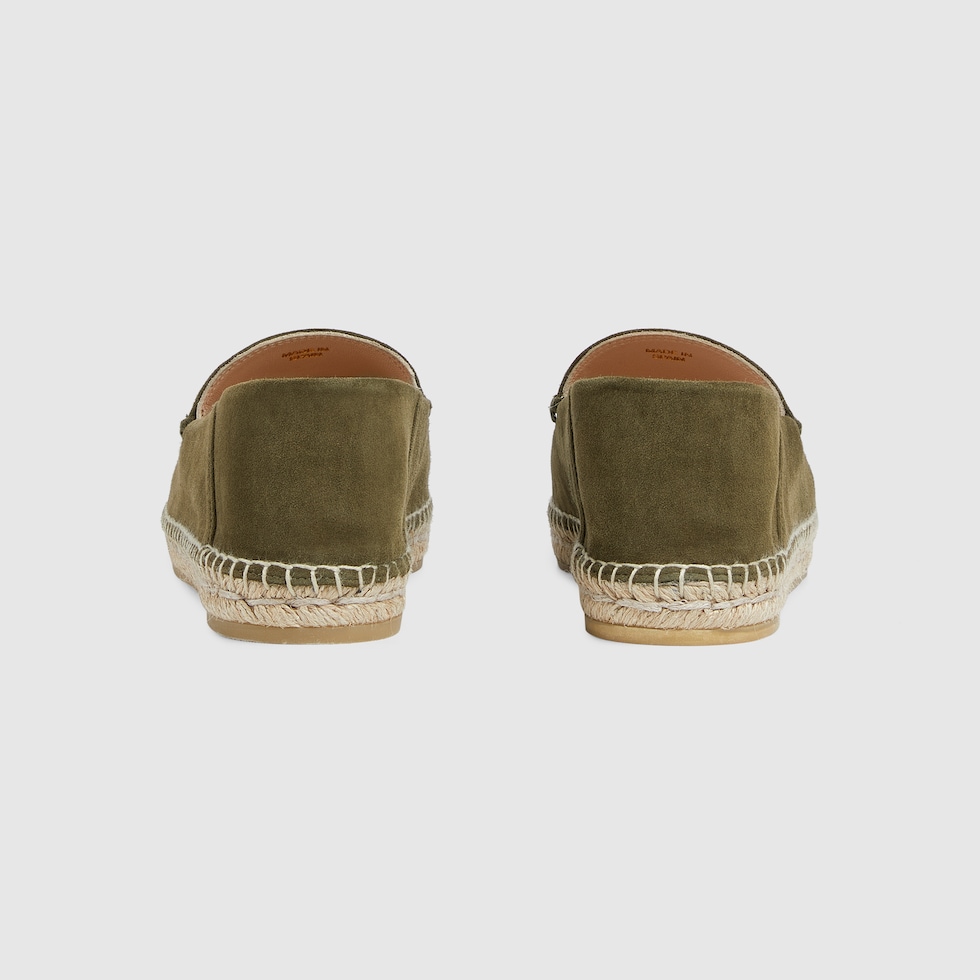Women's espadrille with Horsebit in dark green suede | GUCCI® US