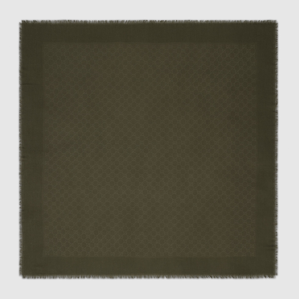 GG wool and silk jacquard shawl in forrest green | GUCCI® US