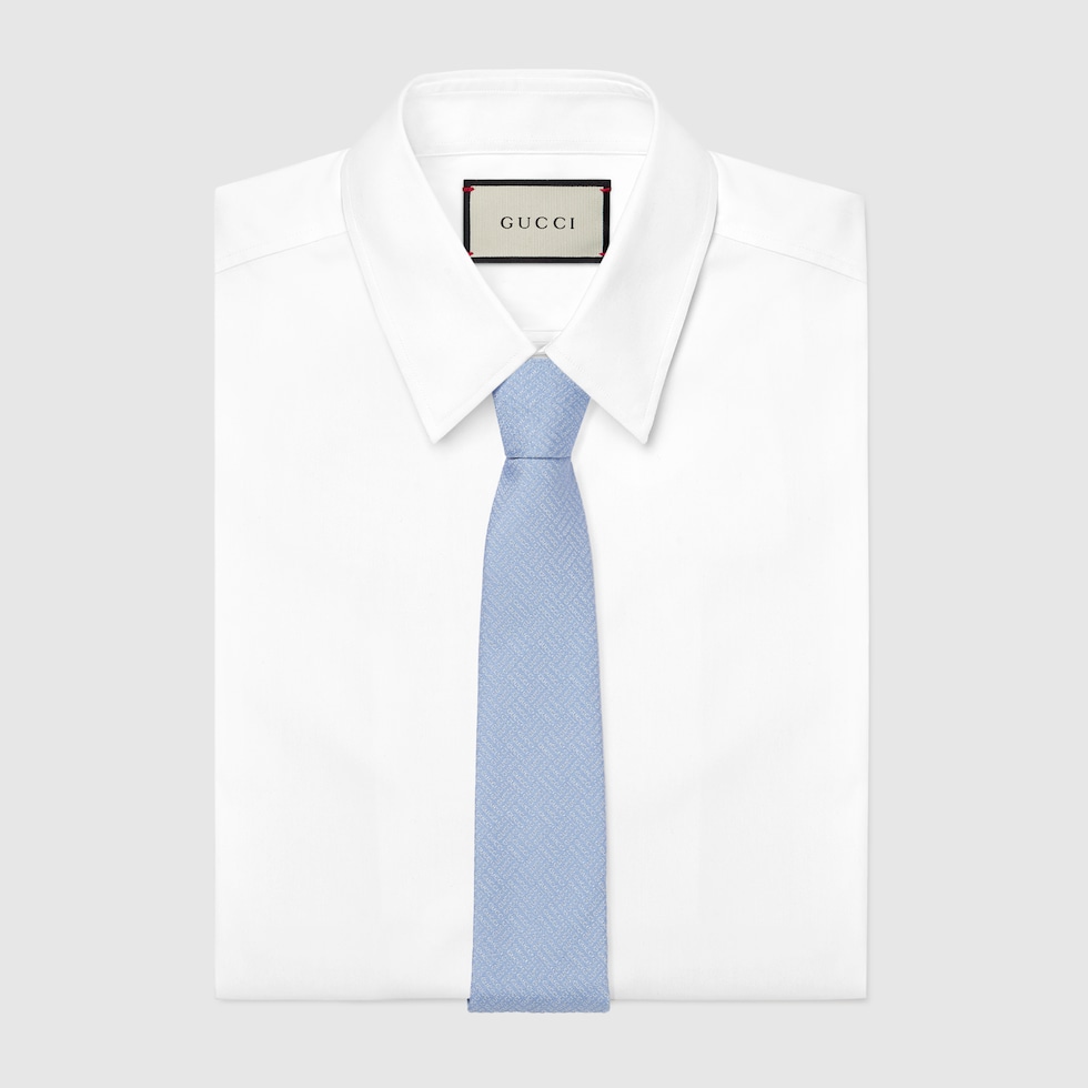 GUCCI シルクジャカード ネクタイライトブルー | GUCCI公式 GUCCI シルクジャカード ネクタイライトブルー | GUCCI公式