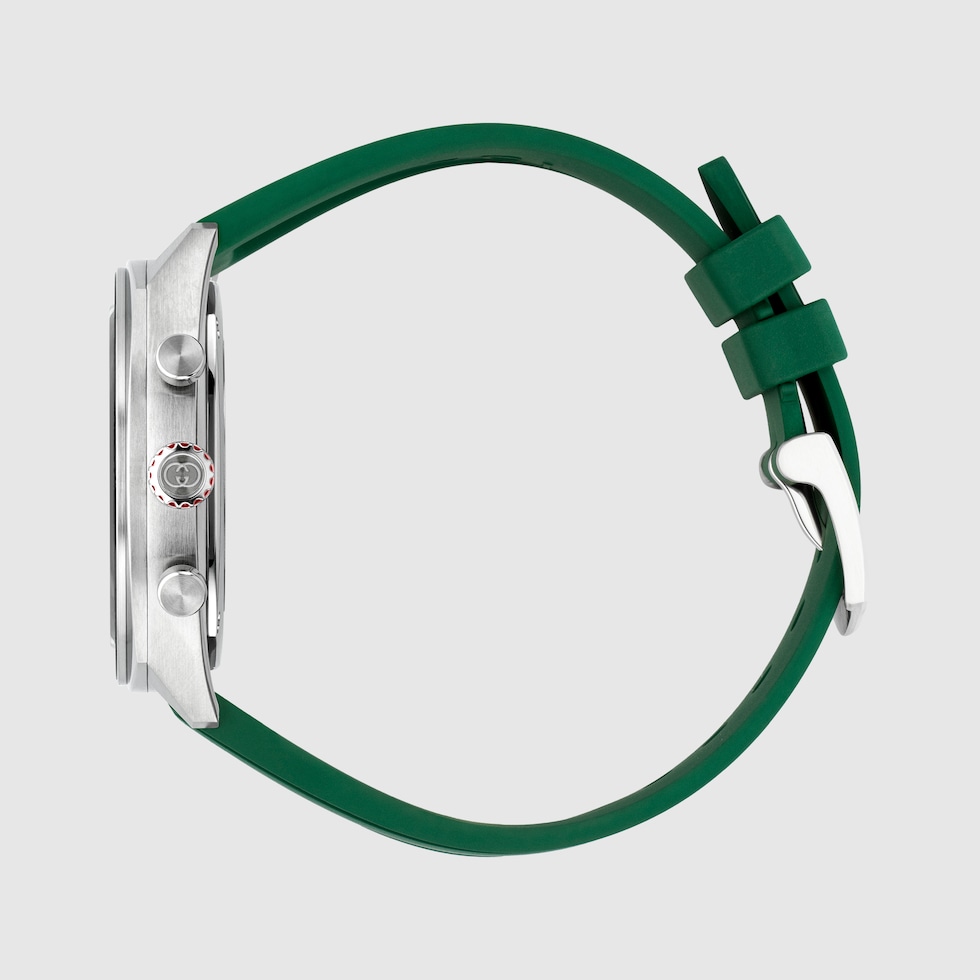 Gucci Interlocking watch, 41mm in green rubber | GUCCI® US