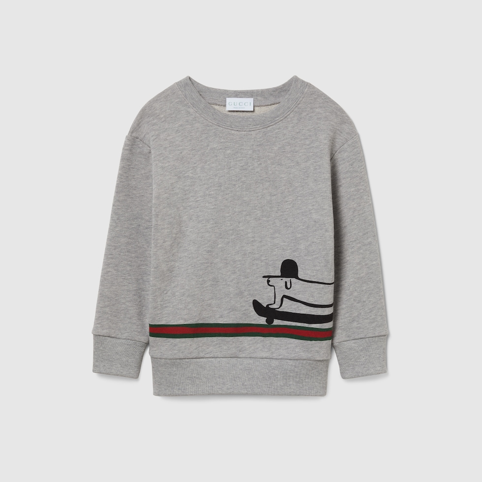 Children's cotton sweatshirt with print in light grey