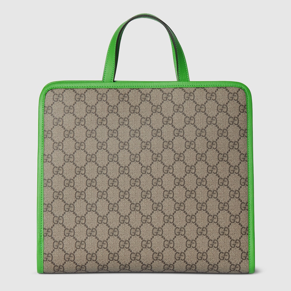 Children's printed GG tote bag in beige and brown GG Supreme