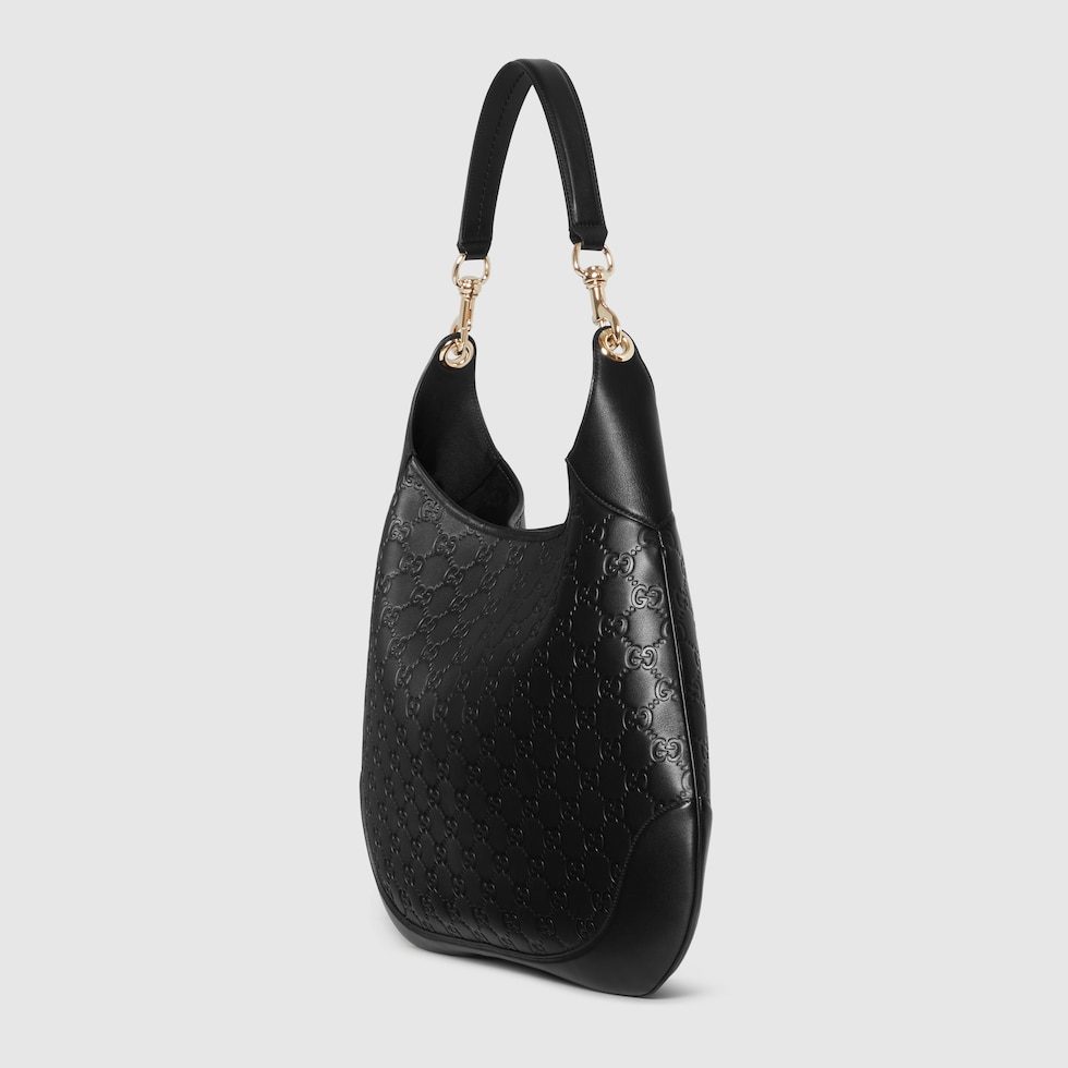 アテッサ新作モデル Gucci B large shoulder bag in black GG leather | GUCCI® US バッグ