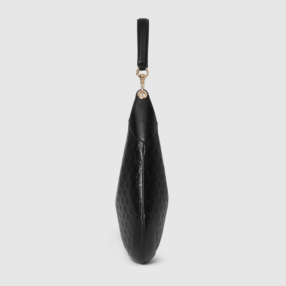 Gucci B large shoulder bag in black GG leather | GUCCI® US
