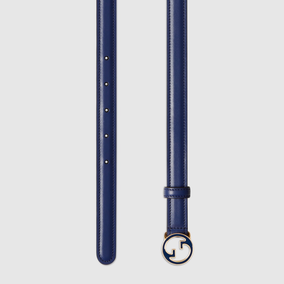 Gucci Blondie thin belt in blue leather | GUCCI® ES Gucci Blondie thin belt in blue leather | GUCCI® ES