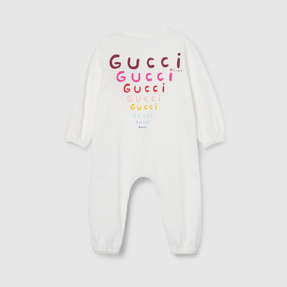 【美品】GUCCI  ワンピース　ベビー Baby cotton jersey one-piece with Web in dark blue | GUCCI® US