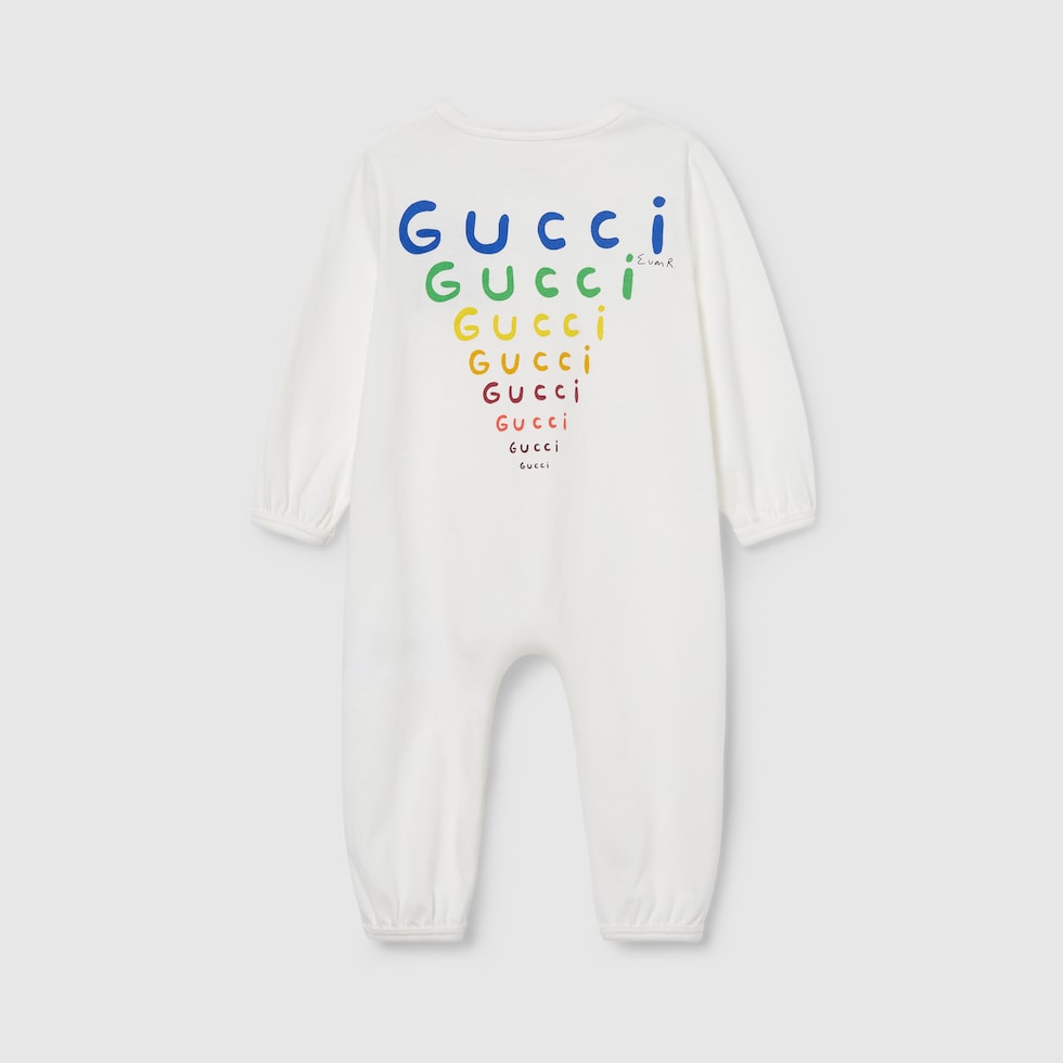 【美品】GUCCI  ワンピース　ベビー Baby cotton jersey one-piece with Web in dark blue | GUCCI® US