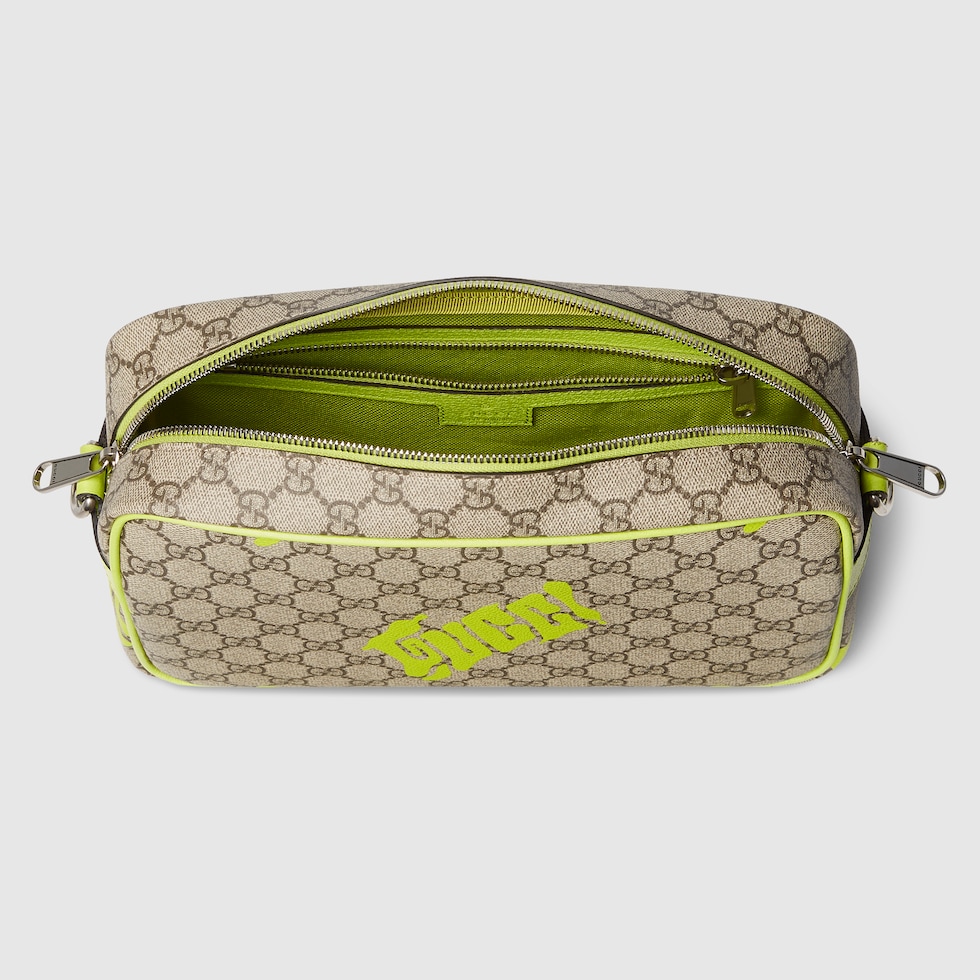 Medium crossbody bag with print in beige and dark brown GG