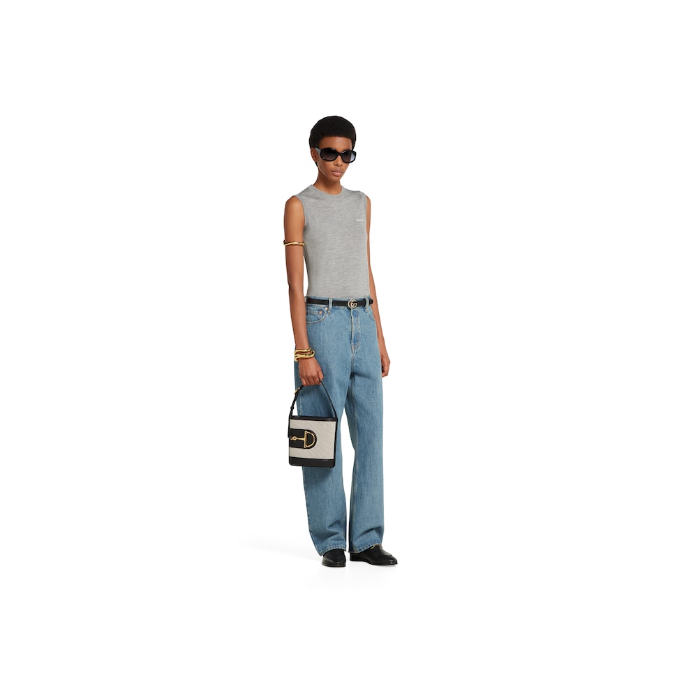 Cashmere silk sleeveless top in grey mélange | GUCCI® US