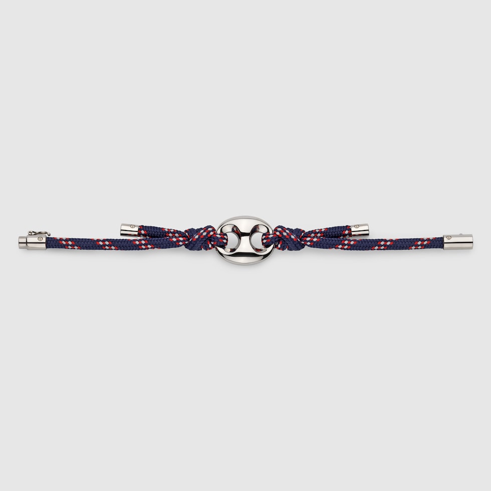 【国内発送★GUCCI】マリナ チェーン ファブリック ブレスレット グッチ マリナ チェーン〕ファブリック ブレスレットブルー