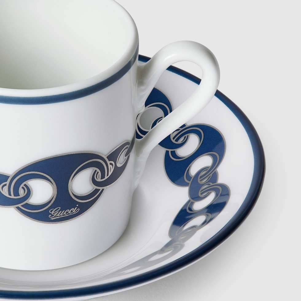 Gucci Marina coffee cup and saucer, set of two in off white and