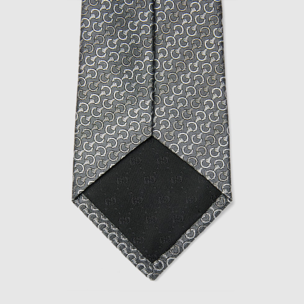 ホースビット シルクジャカード ネクタイグレー | GUCCI公式