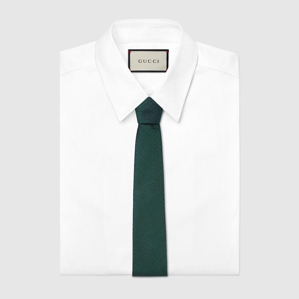 GUCCI ダークグリーンシルクネクタイ GG シルクジャカード ネクタイ ・ダークグリーン | GUCCI公式