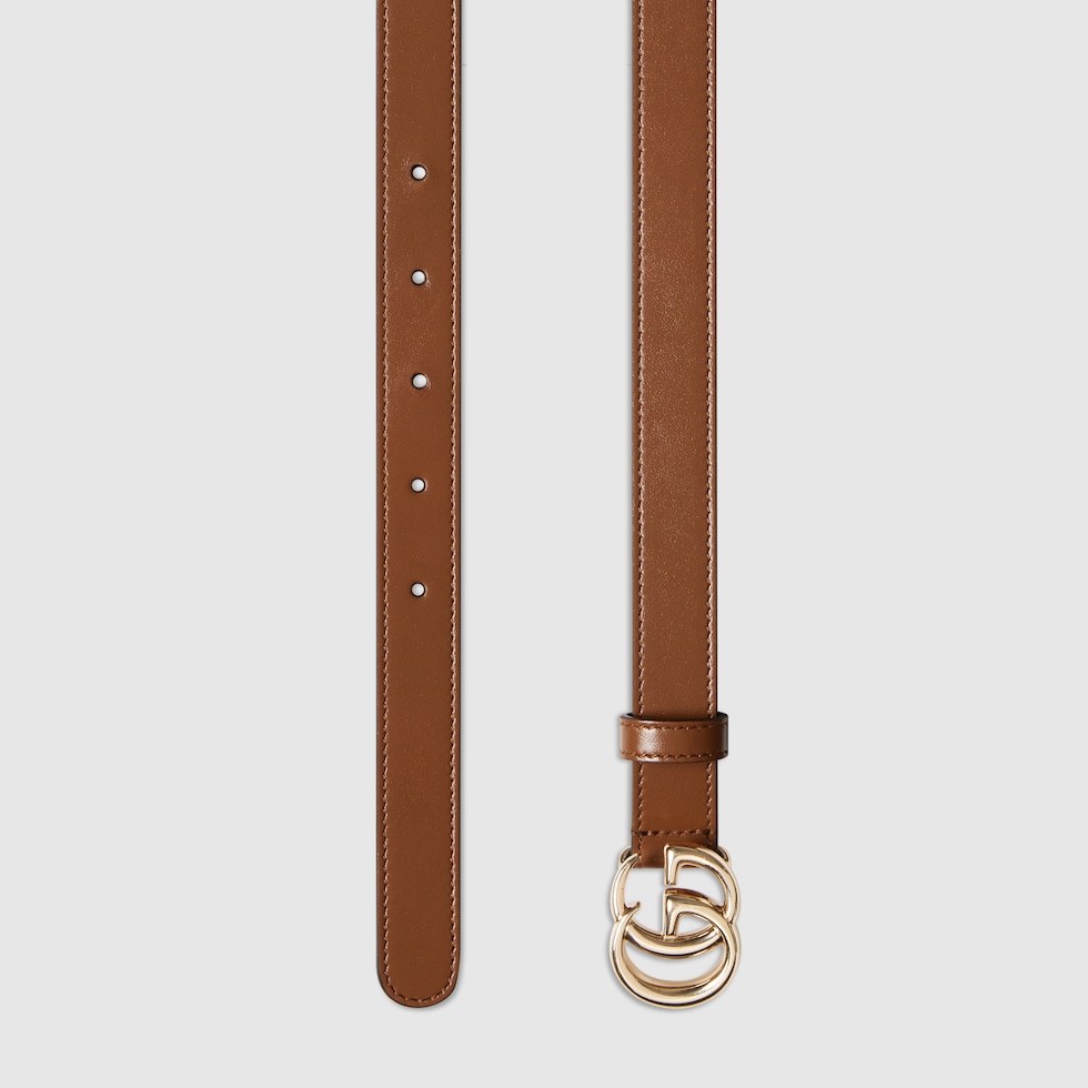 GG Marmont thin belt in brown leather | GUCCI® US