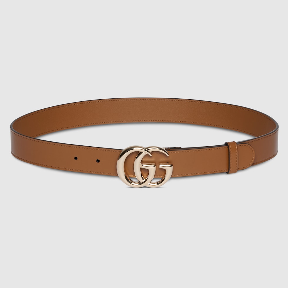 GG Marmont thin belt in brown leather | GUCCI® US