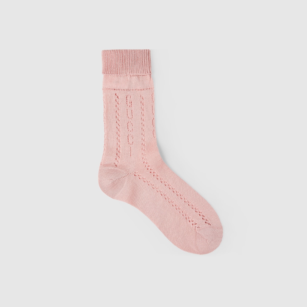 Children's Gucci knit cotton socks in light pink | GUCCI® US