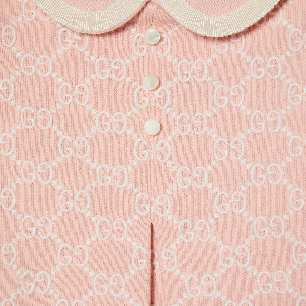 Baby embroidered cotton jersey dress in pink and ivory | GUCCI® US