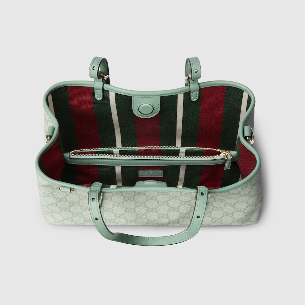 GG Emblem medium tote bag in sage green fabric | GUCCI® US