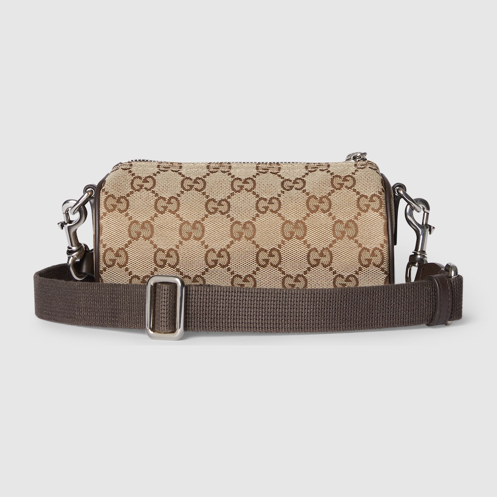 GG canvas mini cylinder bag in beige and brown GG canvas | GUCCI® US