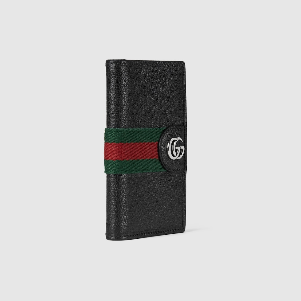 Ophidia long card case in black soft leather | GUCCI® US