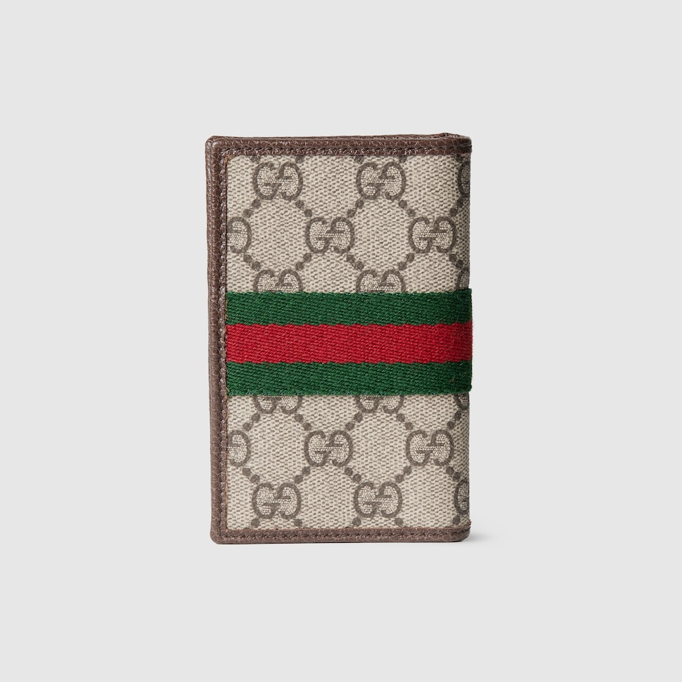 Ophidia long card case in beige and dark brown fabric | GUCCI® US