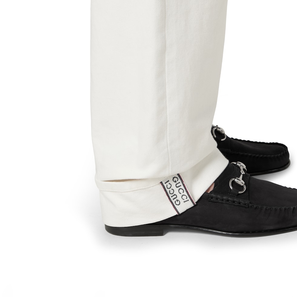 Cotton selvedge denim pant in white | GUCCI® US