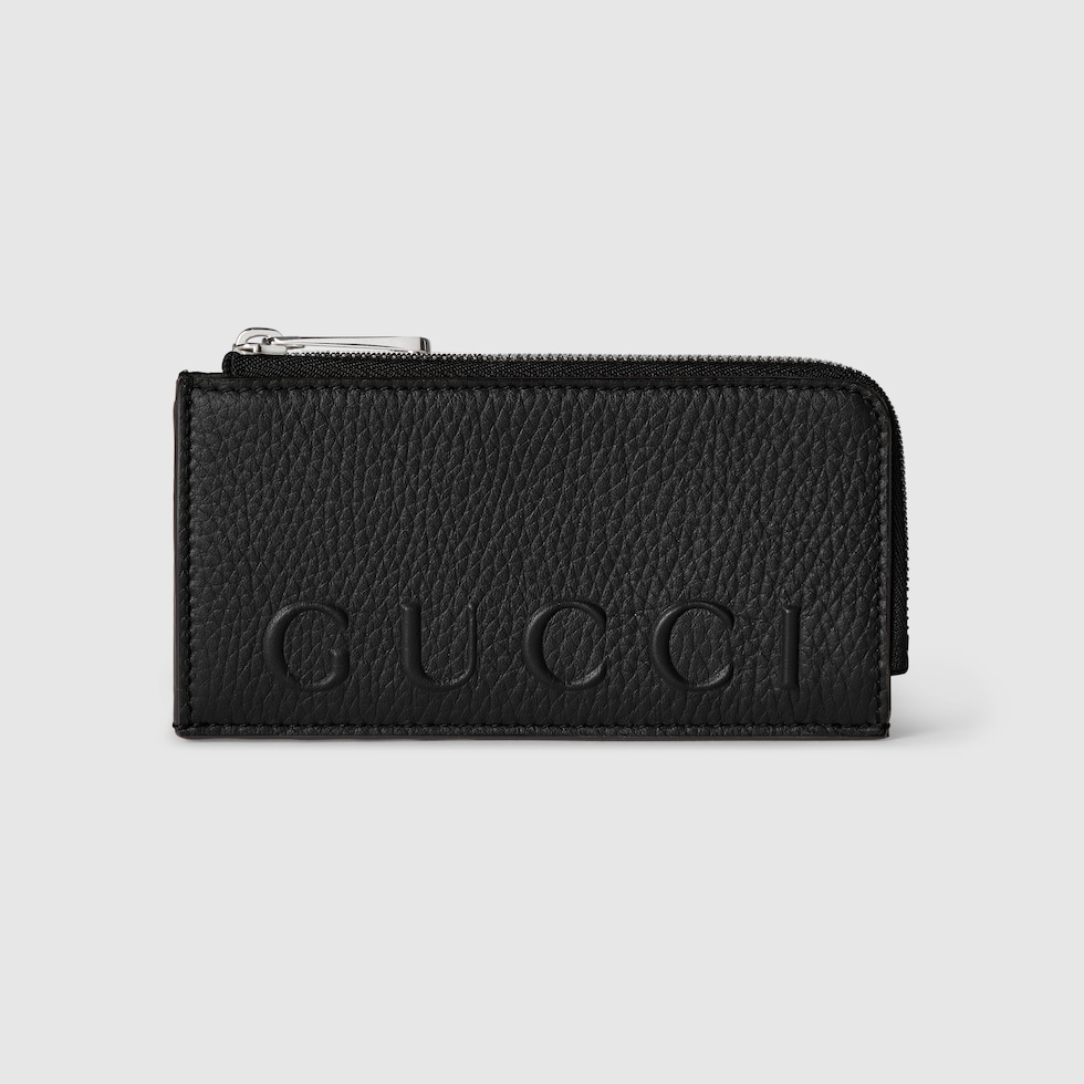 ロゴ ジップカードケースブラック レザー | GUCCI公式