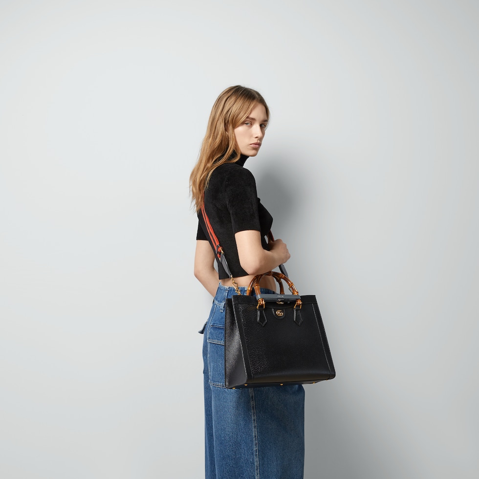 Gucci Diana large tote bag in black leather | GUCCI® US
